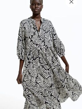 NWT H&M Tiered Maxi in dark brown and ivory